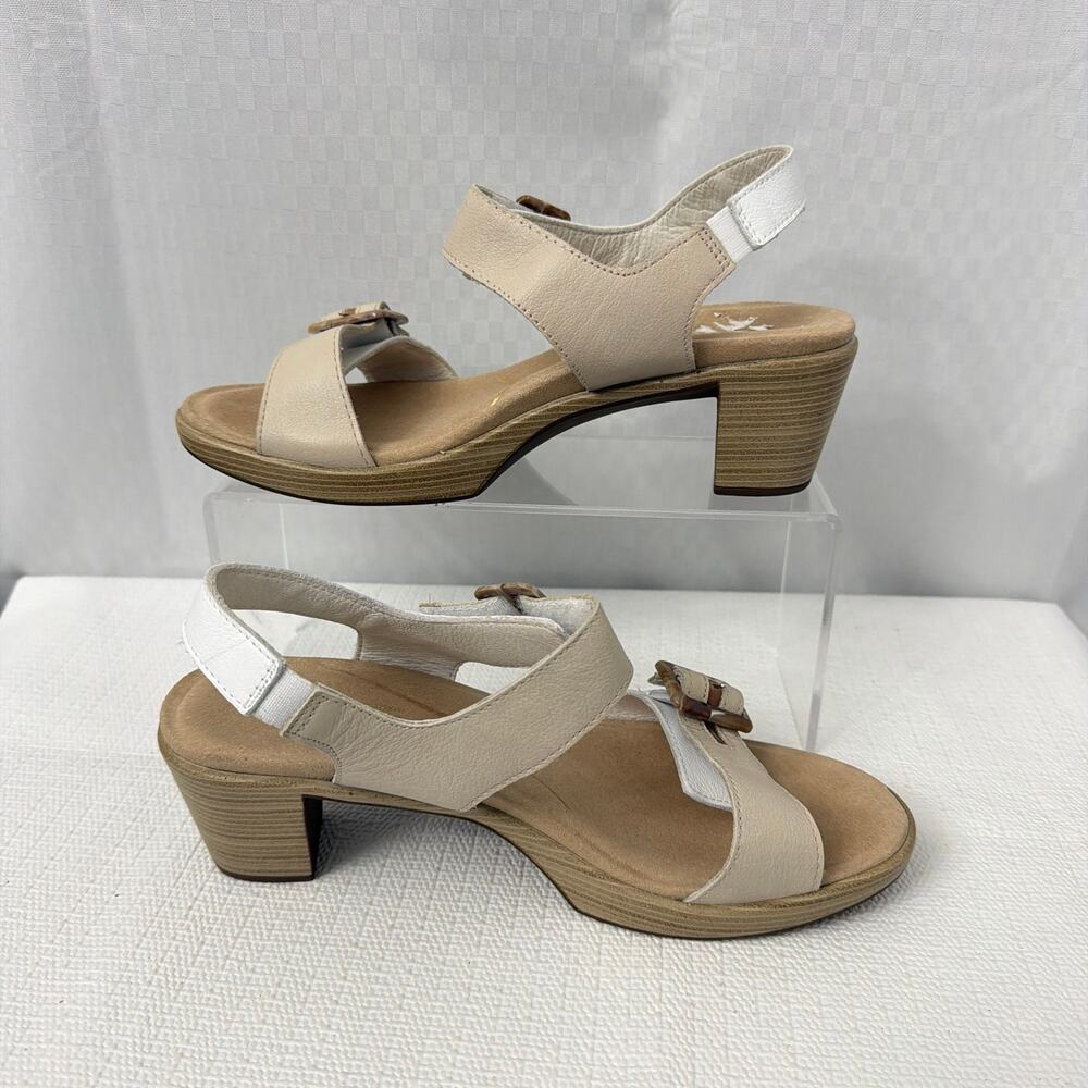 Naot Sandals Womens Size 6 Mode Block Heel White Taupe Adjustable Ankle Strap - Picture 9 of 10